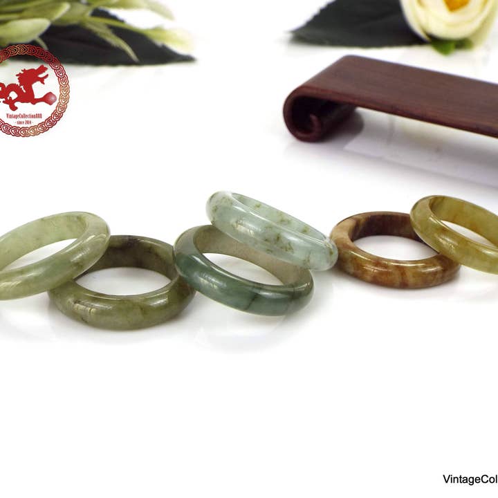 Vintagecollection888 - Wholesale Cocktail/Statement Ring - Authentic Natural Jade- Jadeite Ring Us 7.5 - 17.7Mm6