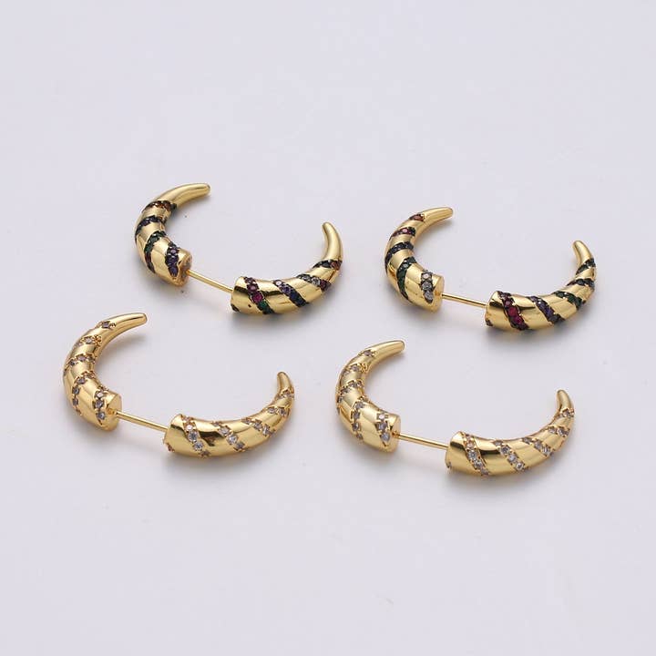 Gold Crescent moon earrings / Horn earrings / Half Moon Earr for wholesale by Aim Eternal
