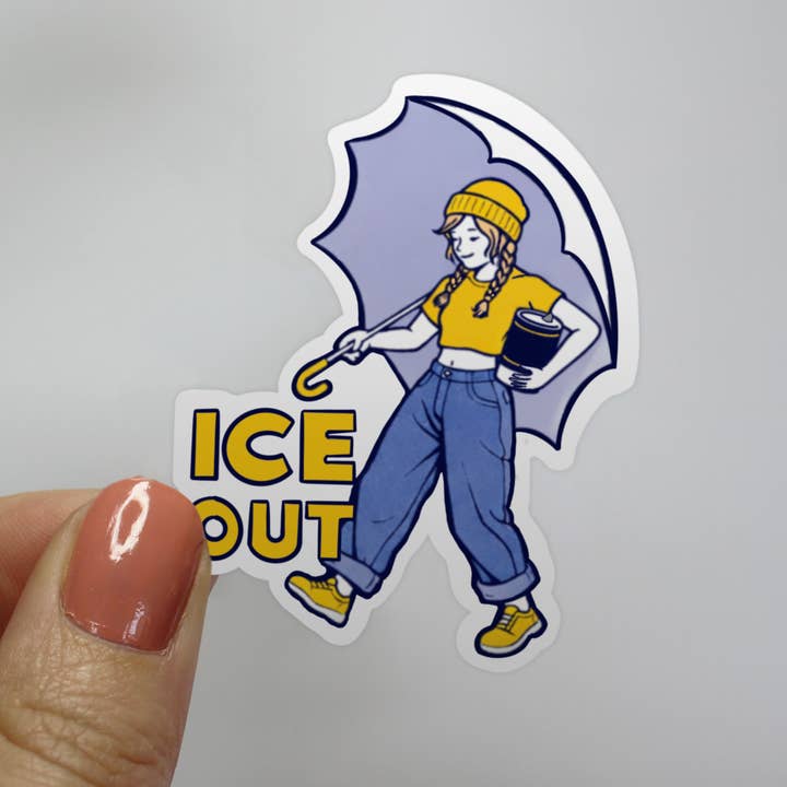 ICE Out Modern Salt Girl with Umbrella Sticker for wholesale by Jocelyn Diebolt Designs