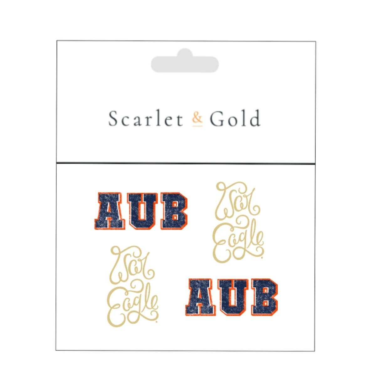 Scarlet & Gold - Wholesale Temporary Tattoo - The AUB/War Eagle Script Temporary Face Tattoo Set0