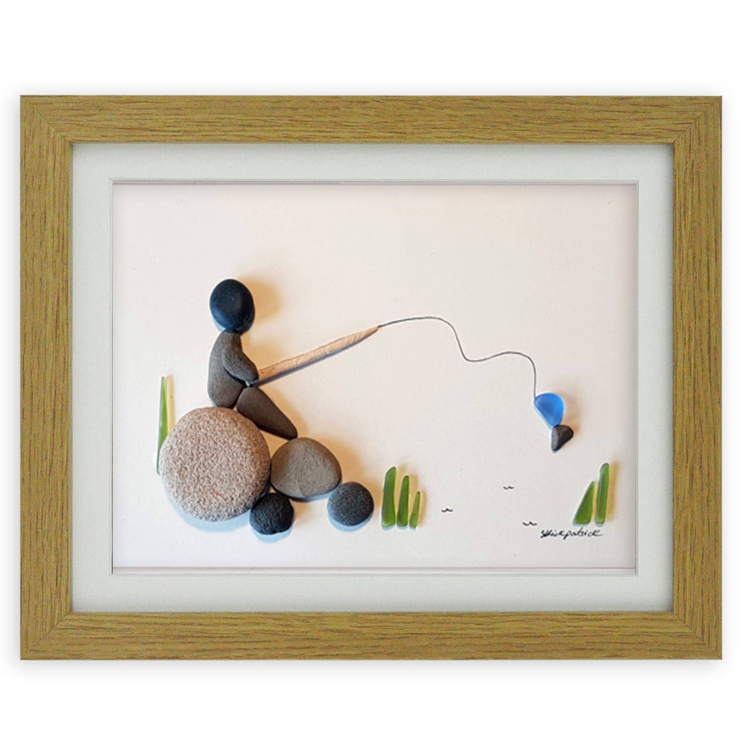 UrchinArtworks – wholesale Art print – Fishing - Sea Glass & Pebble Picture Artwork0