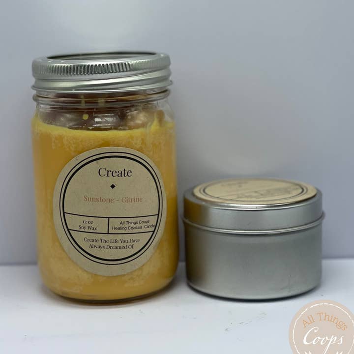 Maak kaars - Zonnesteenkaars, Citrien kaars, Citrien kaars, Reiki helende kaarsen, helende kristallen kaars voor wholesale door All Things Coop