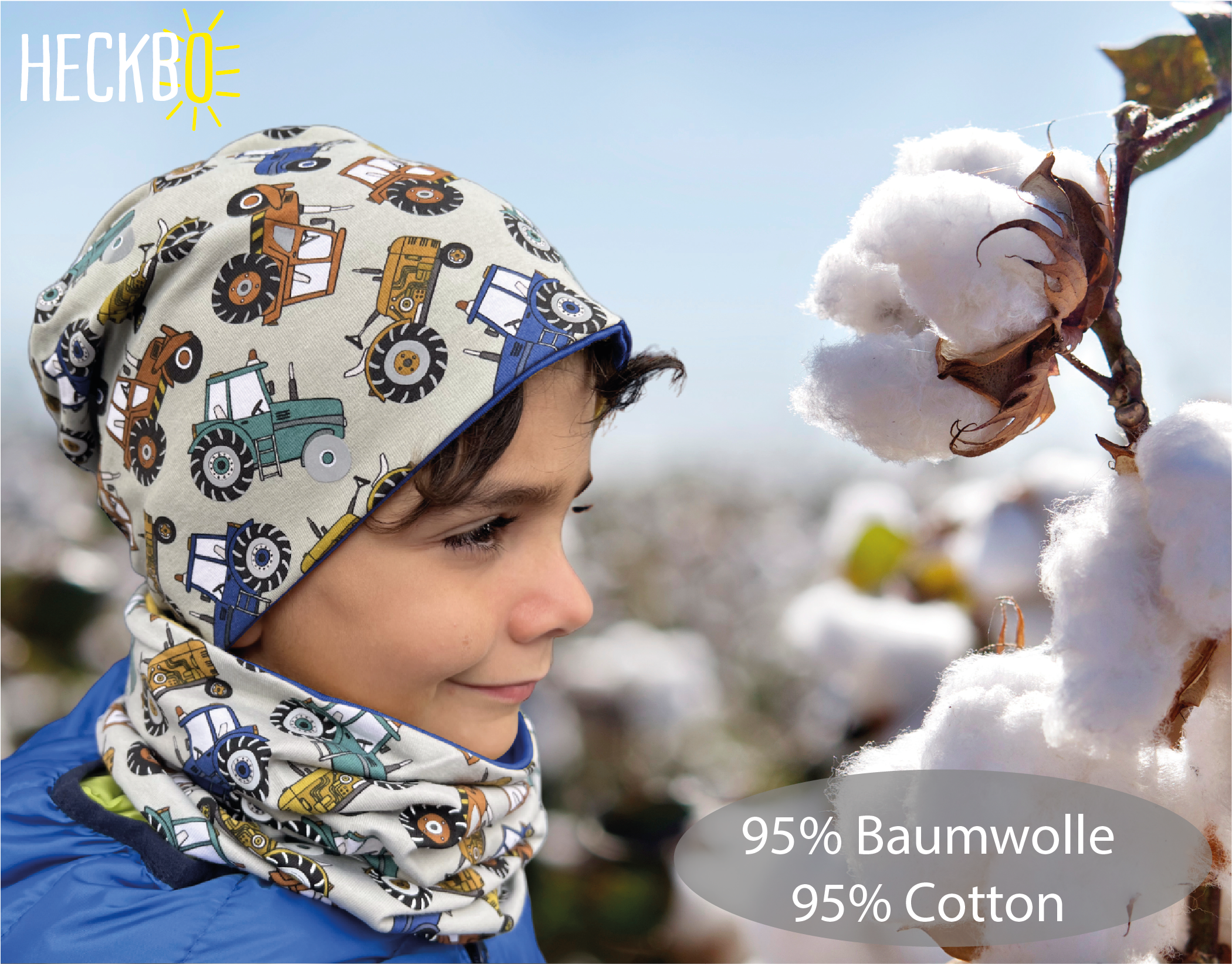 HECKBO – wholesale Mössa - Barn – 360° Reflektor Beanie & Loop - Traktor - Fleece insida5