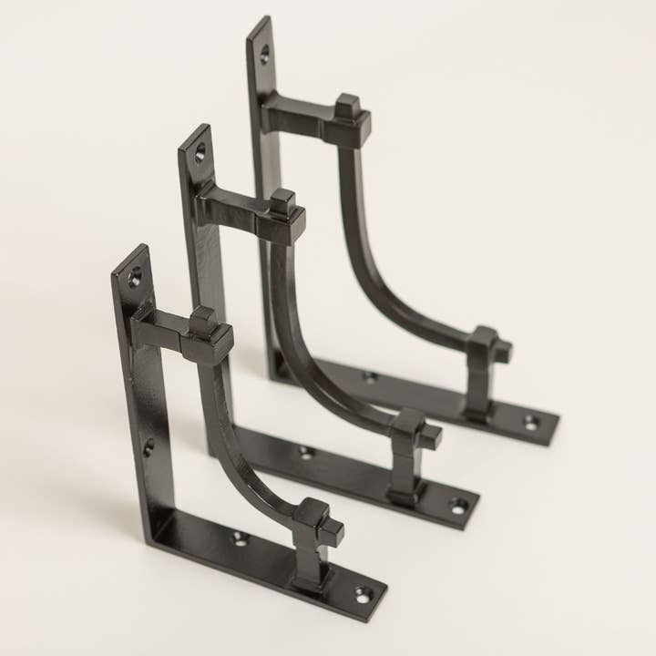 Black Vintage Industrial Style Solid Iron Shelf Brackets for wholesale by Brass bee