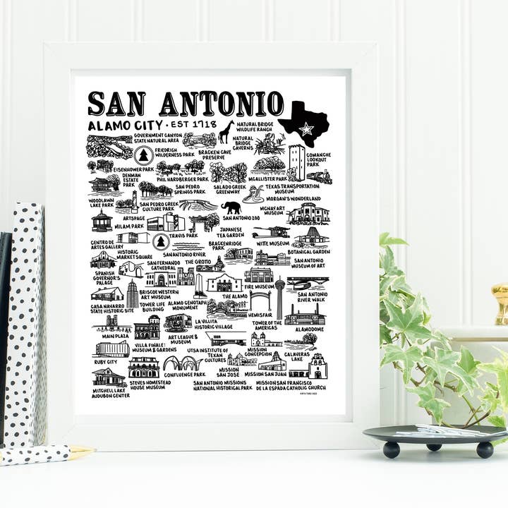 Mapa de San Antonio impreso en blanco para venta al por mayor de Whereabouts Shop