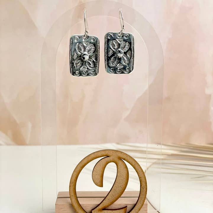 Krush Kandy - Wholesale Dangle Earrings - Western Glam Stamped Sterling Single Stone Earrings1