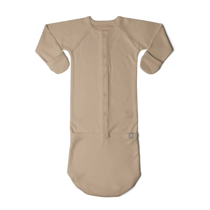 24 Hour Convertible Sleeper Baby Gown - Sandstone for wholesale by goumikids