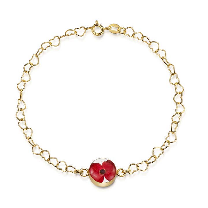 Gold Plated Heart Linked Chain Bracelet - Poppy - Round. for wholesale by Shrieking Violet