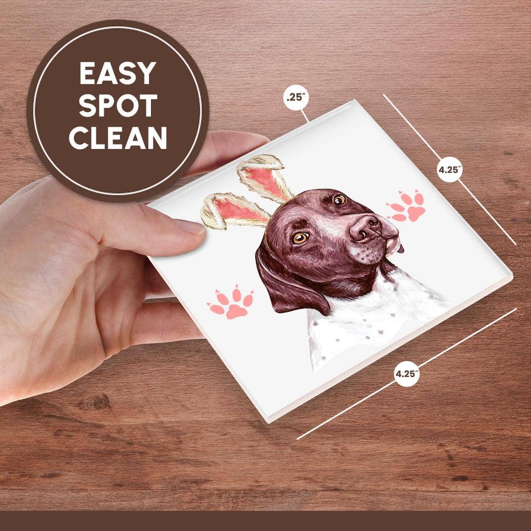 3dRose - Wholesale Coasters - 3dRose, German Shorthaired Pointer Dog in Pink Bunny Ears for Easter, Coaster6
