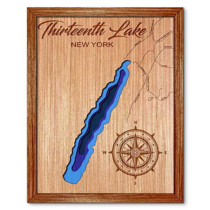 Mappa della Profondità del Lago Thirteenth, NY Decorazione per Casa e Pareti per la vendita all'ingrosso da parte di Premier Gifts and More