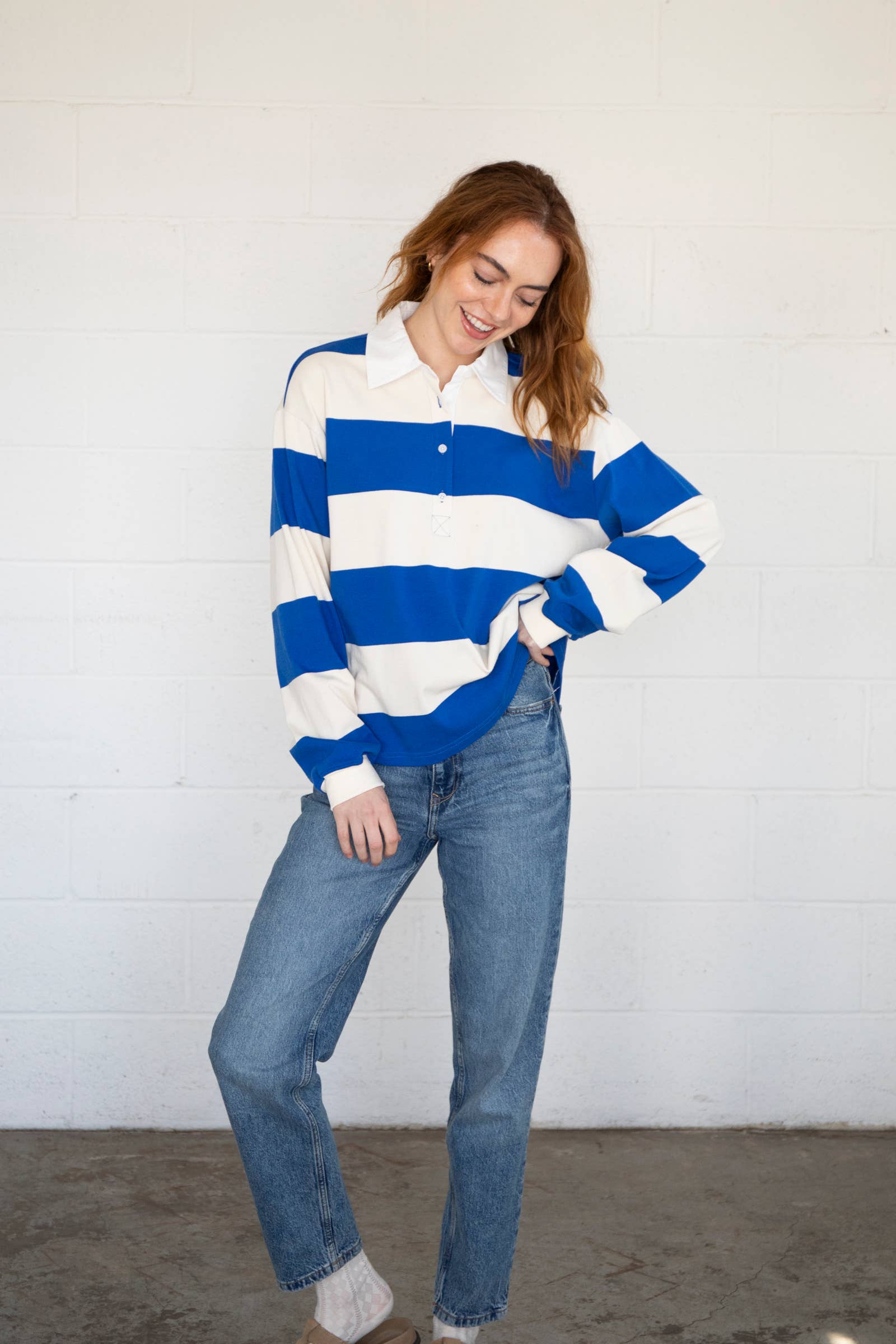 Royal Hazel Rugby Polo Top for wholesale on Faire1