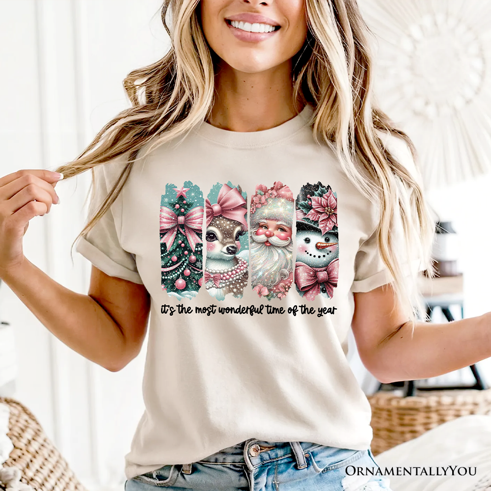 OrnamentallyYou - Vente T-shirt sérigraphié – femme - T-shirt de Noël rose coquette, le t-shirt du moment le plus merveilleux6