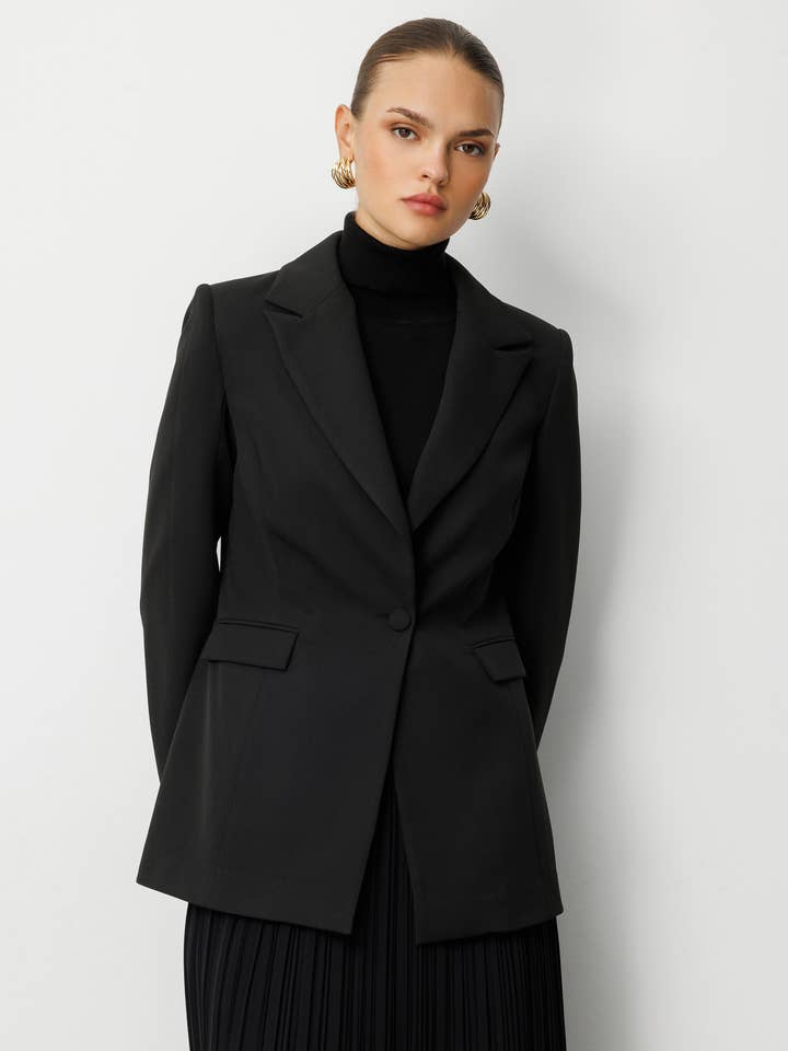 Mizalle Women's Basic Single-Button Double Blazer for wholesale by Mizalle