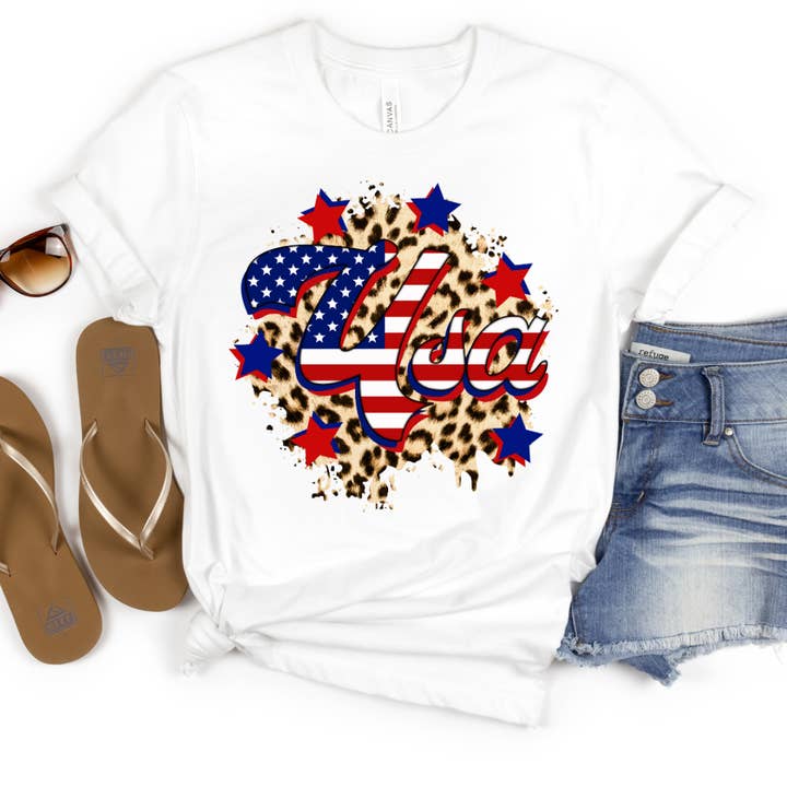 Hello Gorgeous Apparel - Wholesale Screen printed t-shirt – Women′s - USA 4th of July Shirt