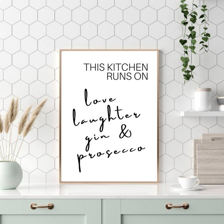 Gin and Prosecco Wall Print, Kitchen Decor, Home for wholesale by PRINTD image