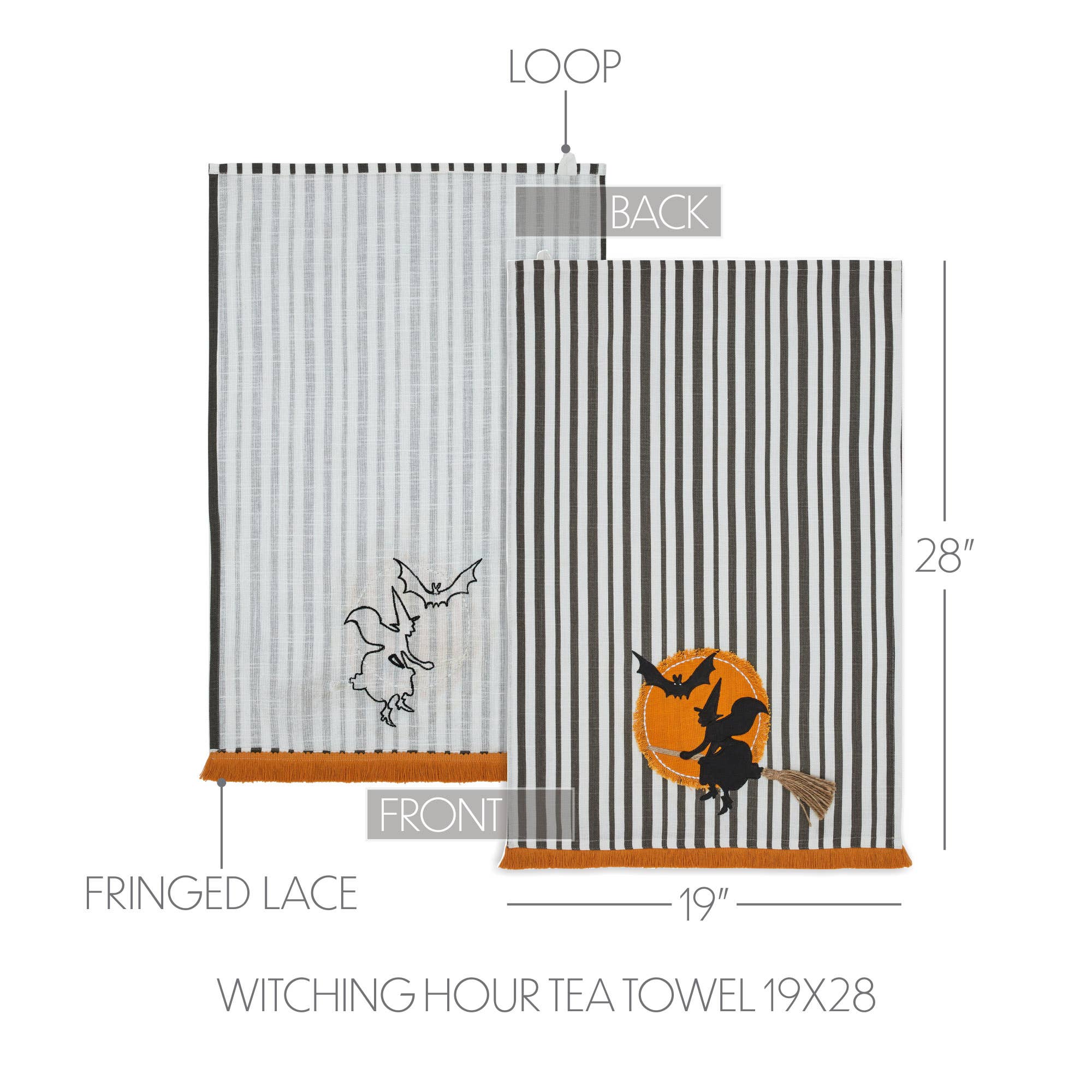 VHC Brands - Wholesale Tea Towel - Witching Hour Spooky Halloween Kitchen & Dish Towel, 19x28 Decorative Cotton Towel3