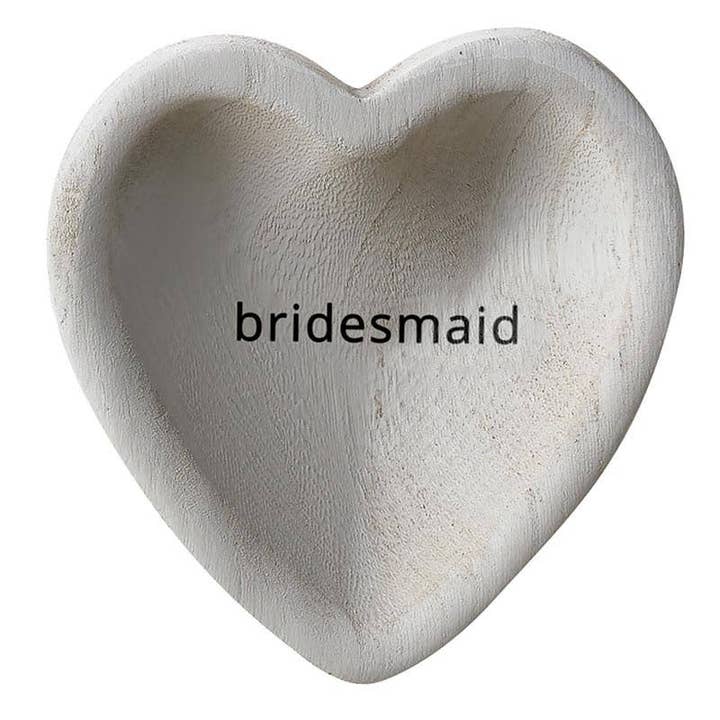 Grey Paulownia Heart Trinket Tray - Bridesmaid for wholesale by Angle