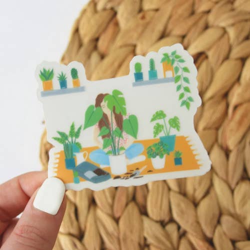 Autocollant en vinyle pour femme plante pour la vente par paigesillustrations