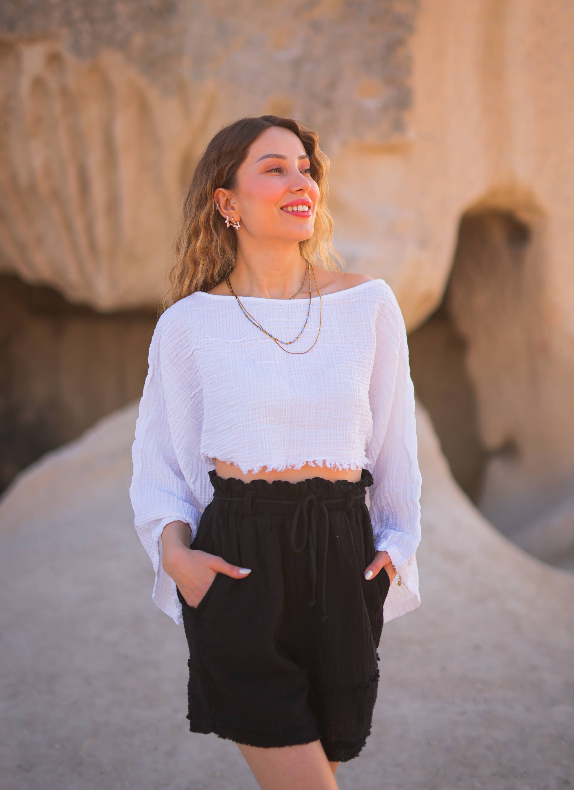 Moa - Wholesale Blouse - Women's - Black Off Shoulder Crop Top Blouse12