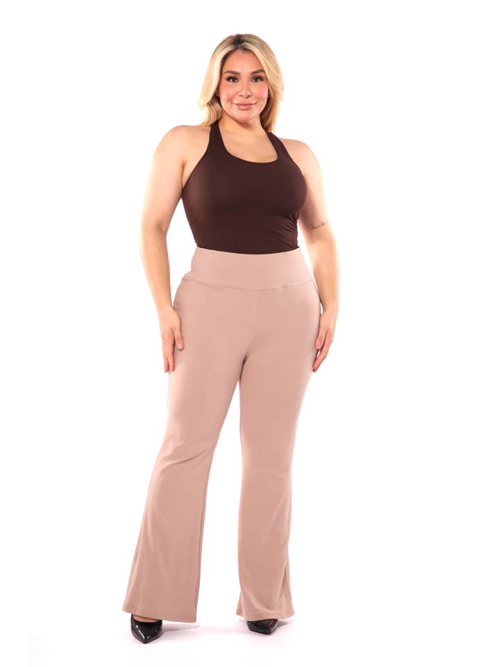 REDFINCH APPAREL INC - Vendita all'ingrosso Pantalone - Donna - Pantaloni svasati morbidi spazzolati a vita alta da donna plus size1