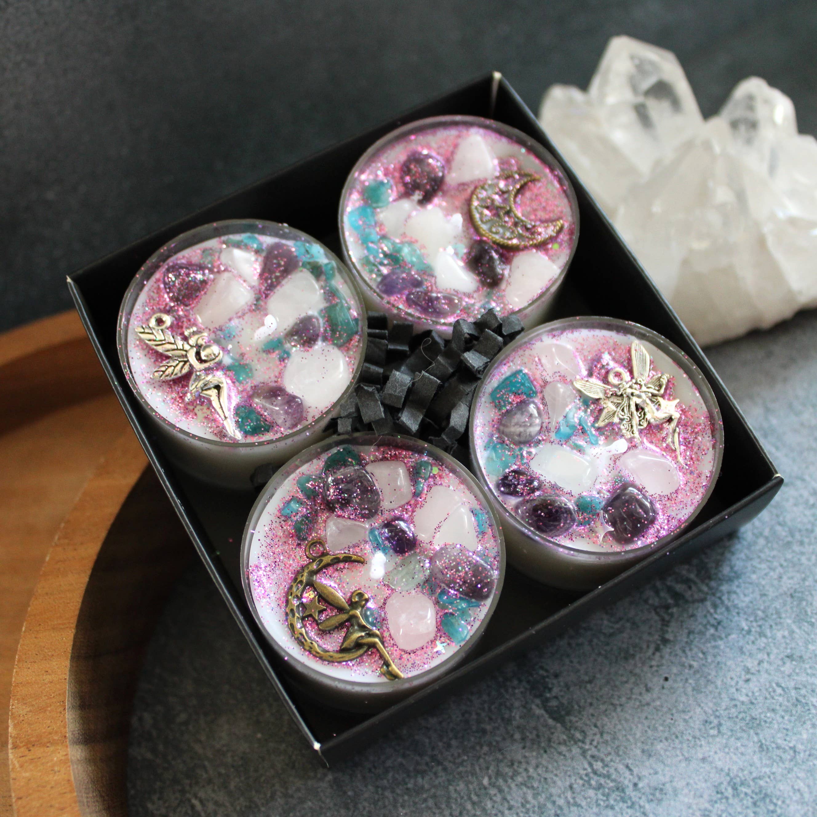 Moondust and Raven - Wholesale Tea Light Candles - Fairy Dust Tealight Crystal Candles, Ritual Candles4