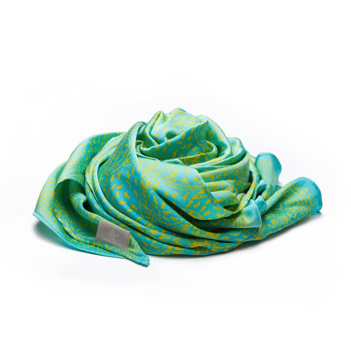 Murni silk scarf, blue/yellow for wholesale by LINDA HERING