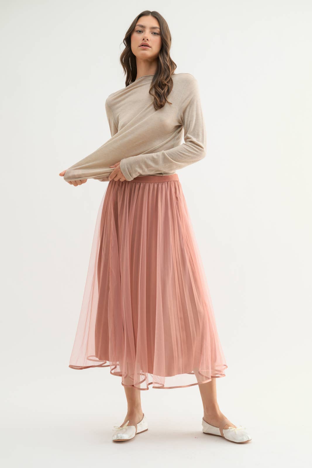 ROSE TULLE MIDI SKIRT / WL24-9568 for wholesale on Faire3