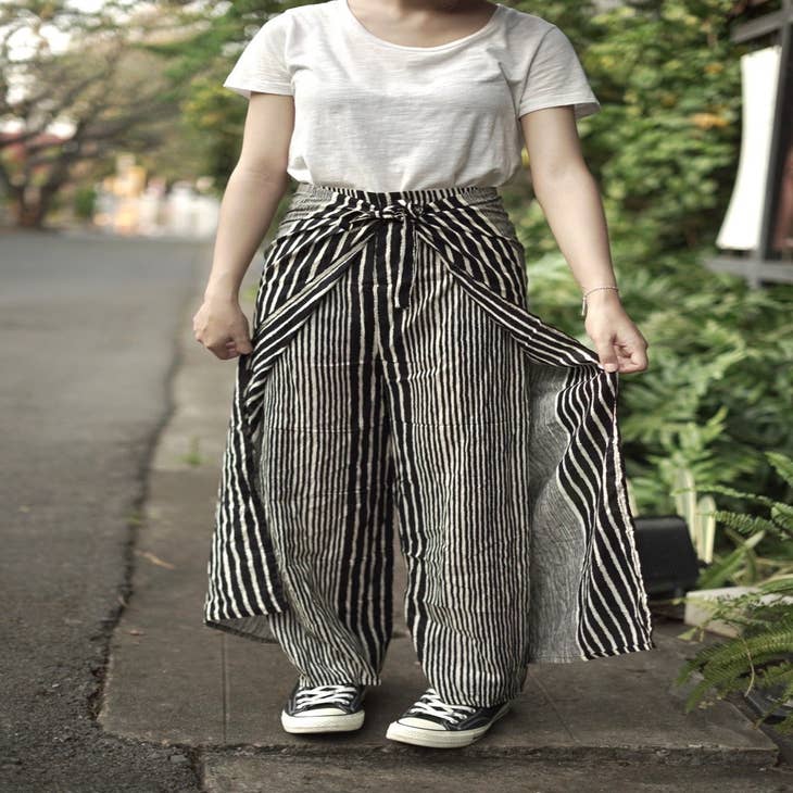 Wholesale Thai Wrap Pants- B&W Stripes for your shop – Faire UK