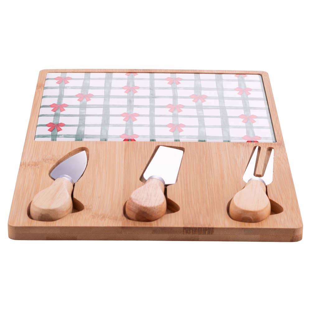 VdE Tivoli 1996 - Wholesale Ornament Set - XMAS FIOCCHI CUTTING BOARD 21.5x30.5 AND 3 KNIVES2