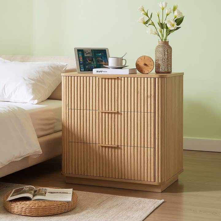 Chêne Table de nuit en bois Roros 3 tiroirs en vente sur Faire3