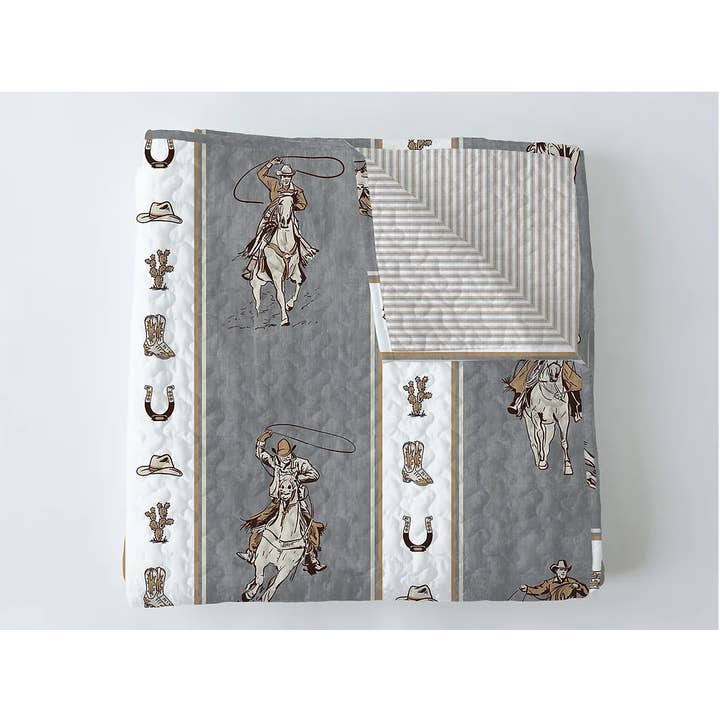 Ida Mae Home - Wholesale Bedding Blanket - Kids & Baby - Marshall Western Cowboy Stripe Neutral Baby Blanket