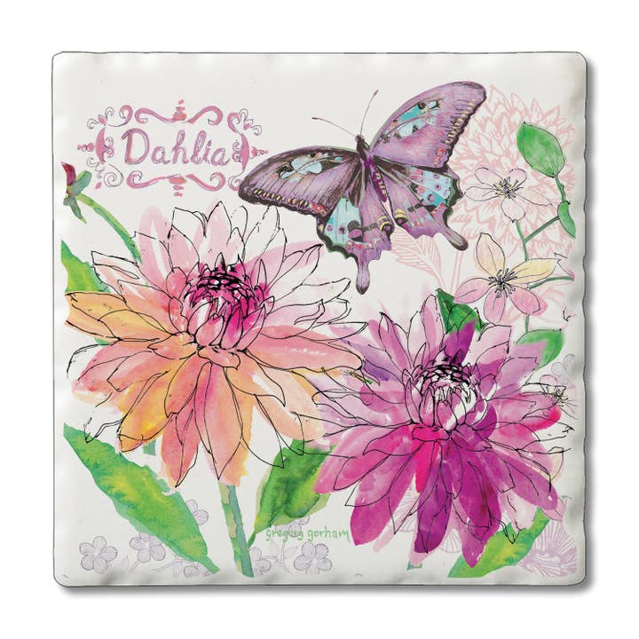 Conimar Promotions - Wholesale Coasters - Floral Essence Motif #6 Single Tumbled Tile Coaster