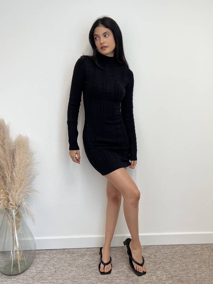 CUTOUT DETAIL MOCKNECK KNIT DRESS for wholesale by ACOA COLLECTION