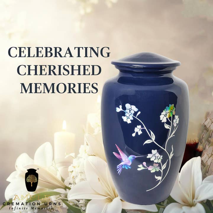 Ample Cremation Urns - Wholesale Urn - Blue Hummingbird Cremation Urn – Adult Ashes Memorial6