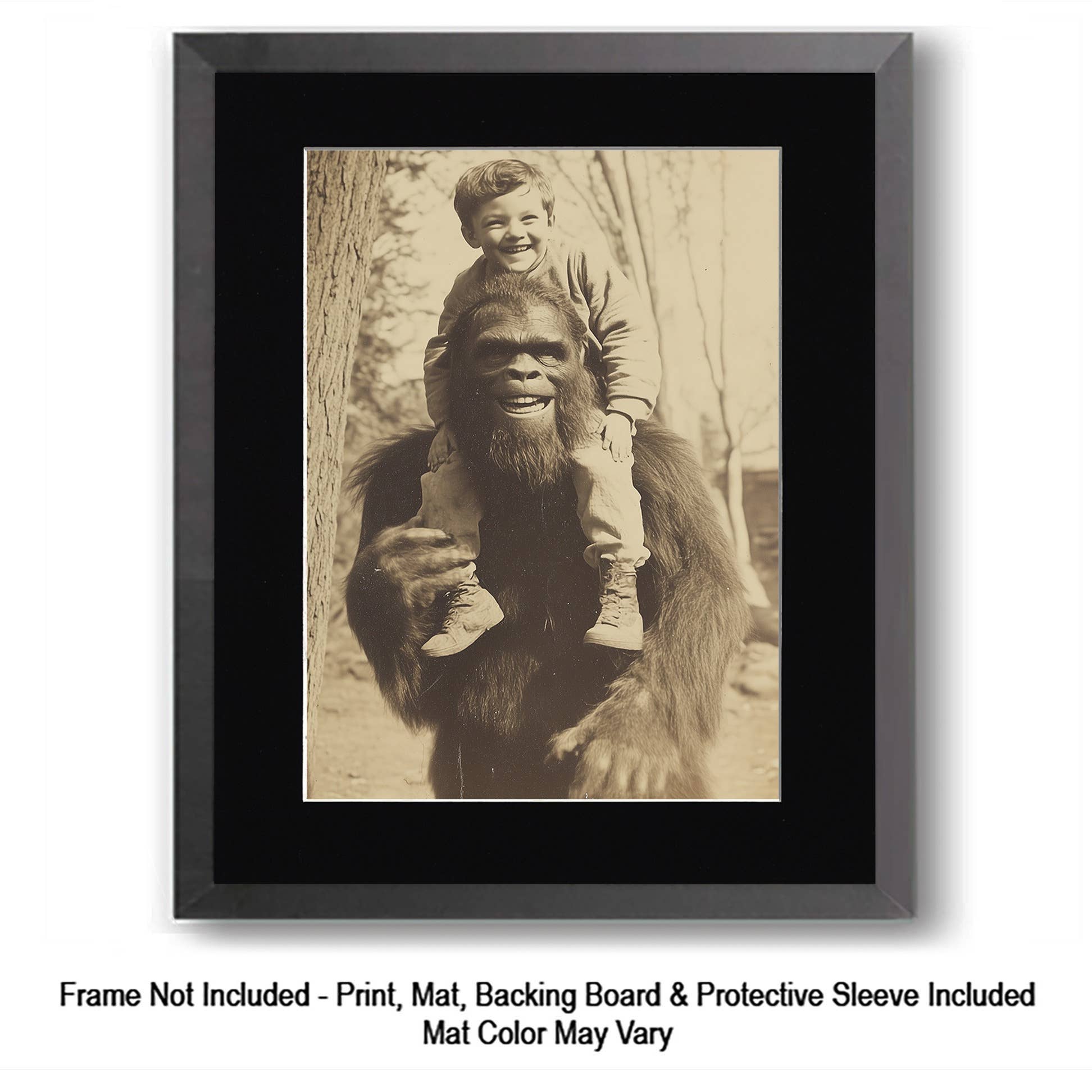 Mowbi - Vendita all'ingrosso Stampa artistica - Tipo Tosto, Bigfoot: Credi in Te Stesso - Stampe d'Arte di Criptidi - Stampe di Bigfoot – Opera d'Arte 8″x8″ in Passepartout 12″x12″21