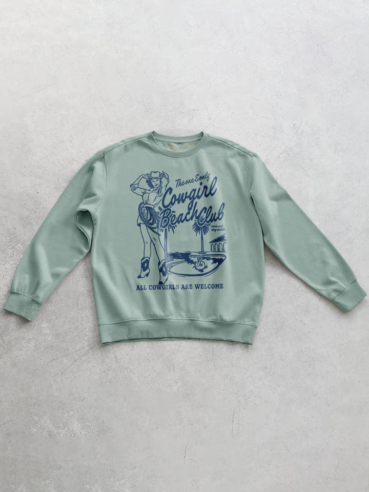 Cowgirl Beach Club, Western Oversized 90's Sweatshirt for wholesale by The Clandestine Underground