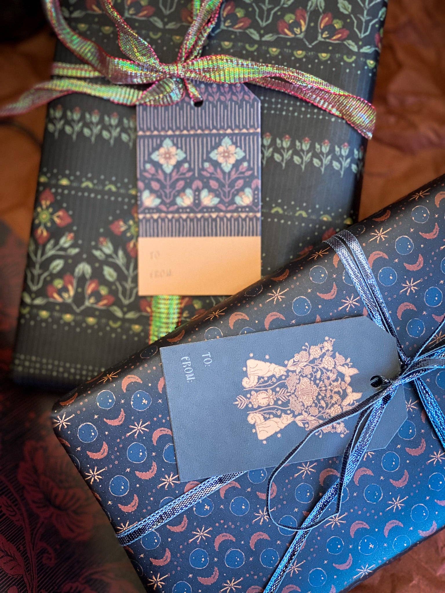 re:mused studio - Wholesale Flat Wrap - Midnight Blooms Gift Wrap Sheet-Double Sided9