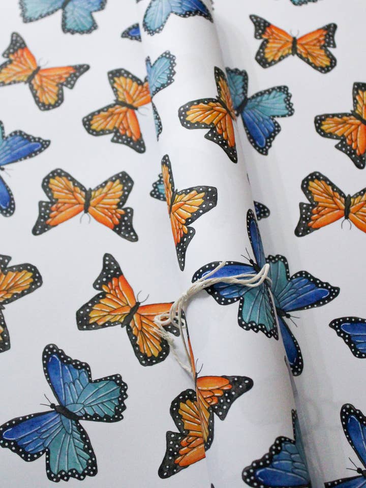 Monarch Butterfly | Watercolor Gift Wrapping Paper Sheet for wholesale by Scribbles and Doodlez