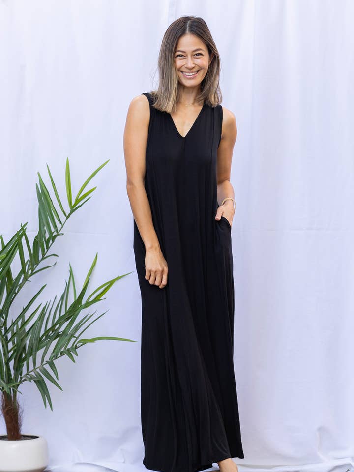 Abito maxi Elaine (nero) per la vendita all'ingrosso da parte di Ten Tomorrow