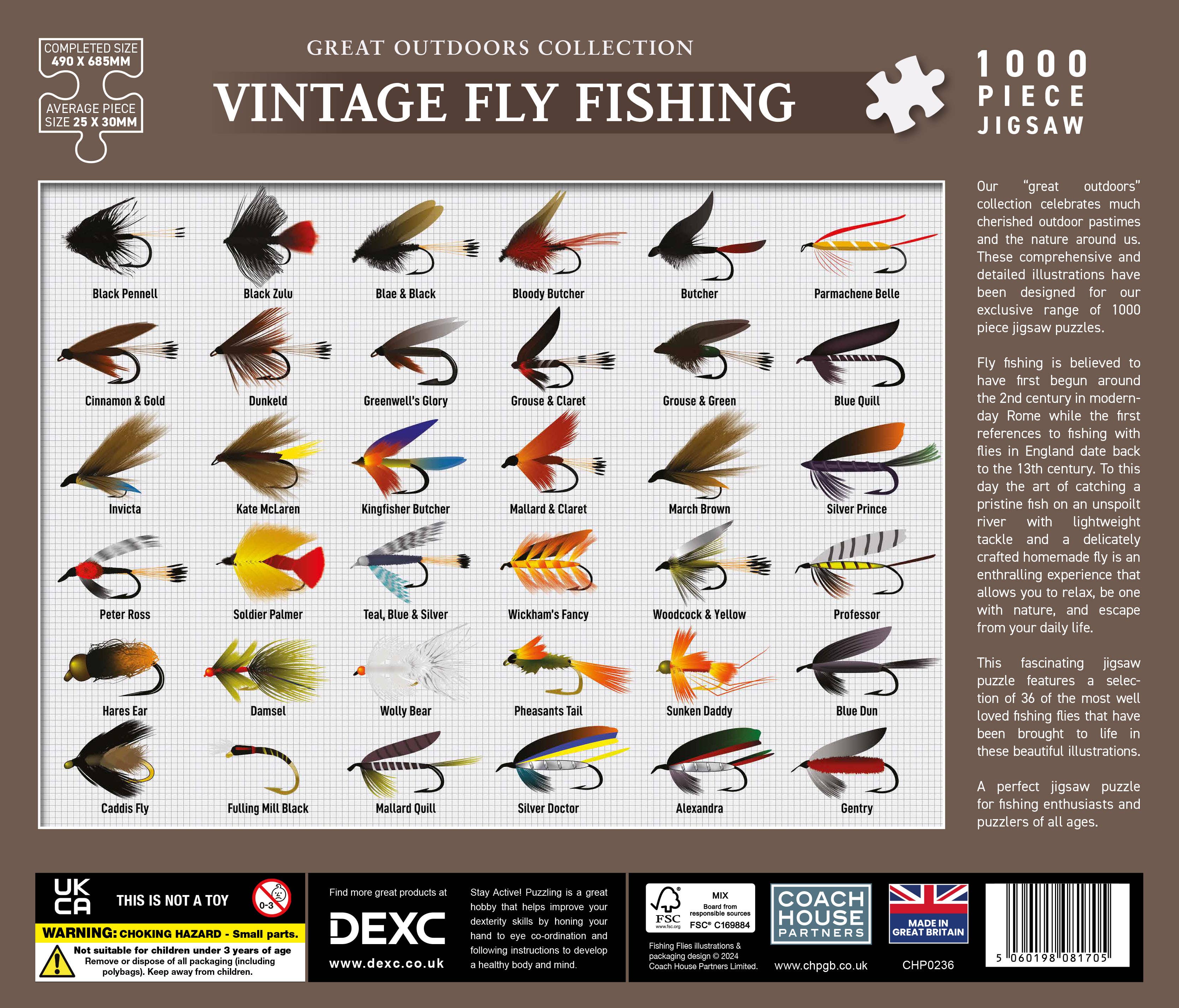 Coach House Partners – wholesale Puzzle – Adult – Vintage Fly Fishing 1000 Piece Jigsaw Puzzle1