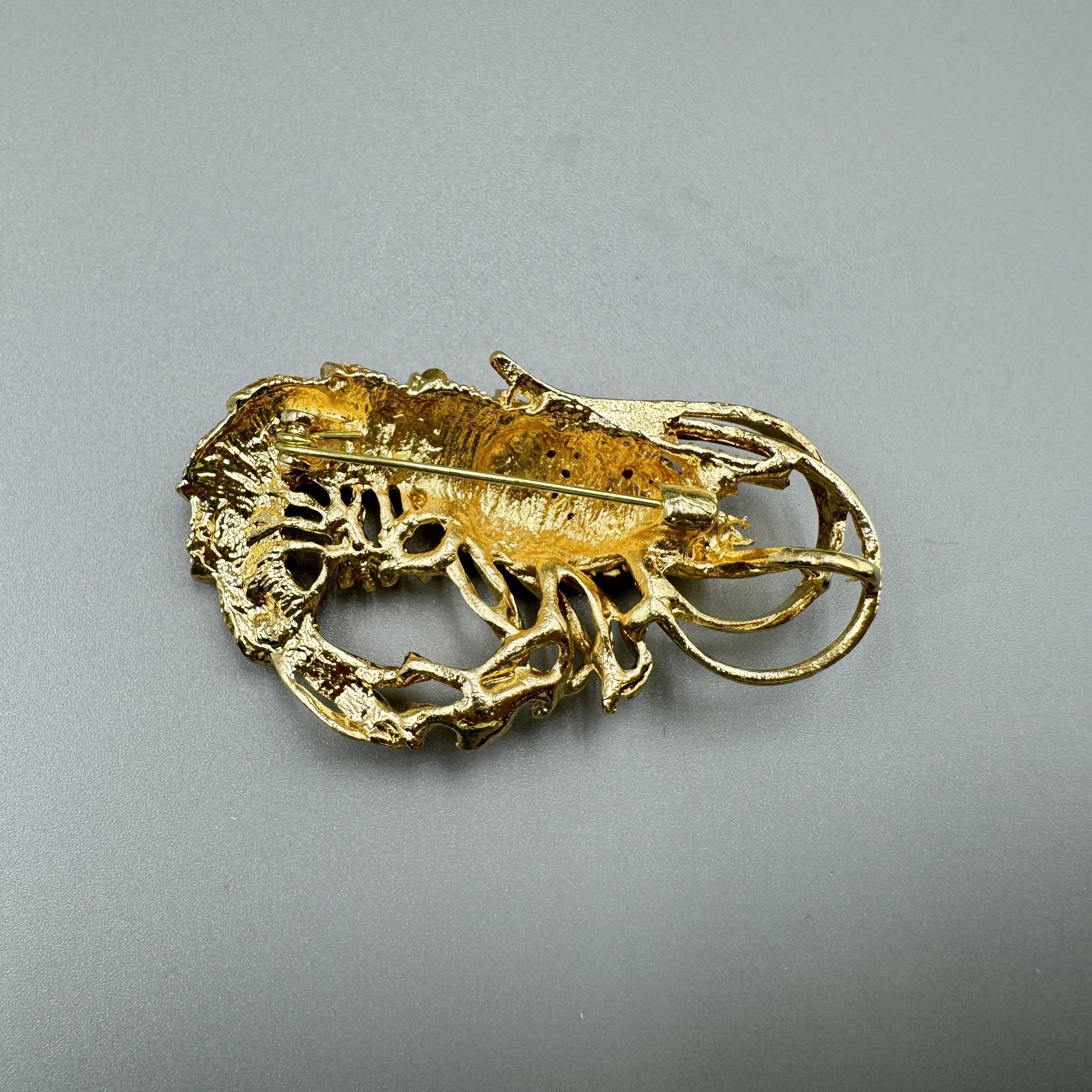Red Shrimp Rhinestone Brooch PA3514 for wholesale on Faire5