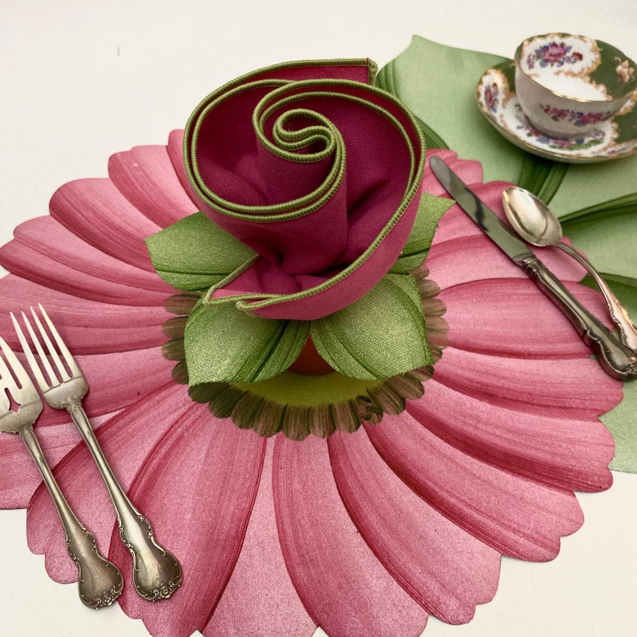 Carole Shiber Designs - Vente Sets de table - Set de table Gerber Daisy - Rose2