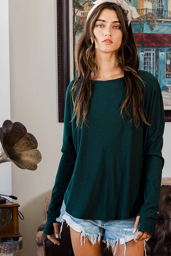 BUCKETLIST INC - Vente Haut en maille – femme - Haut surdimensionné en tricot uni côtelé à dos ouvert T206133