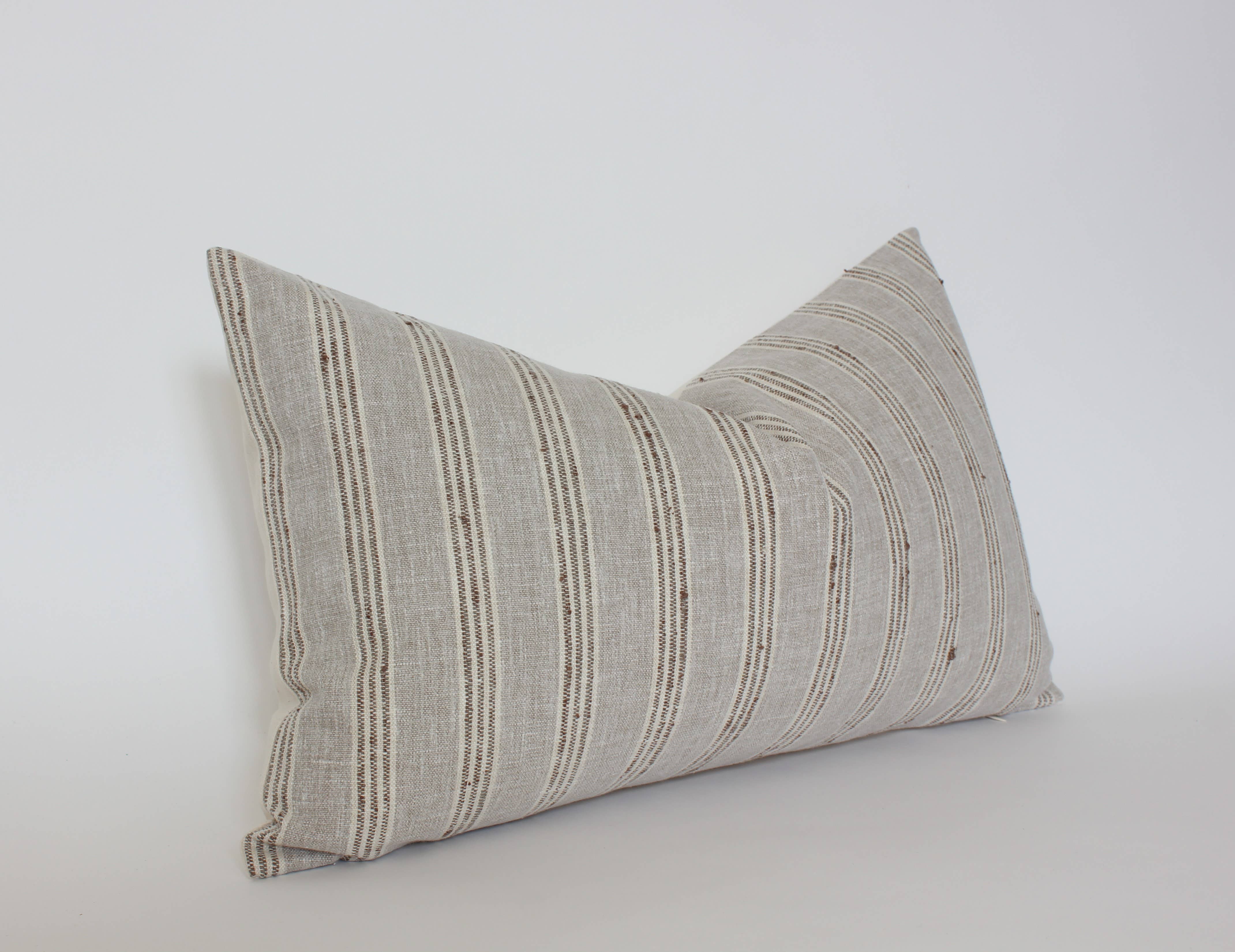 Textileish - Vente Housse de coussin - Housse de coussin lombaire à rayures neutres, coussin beige | Landyn 9