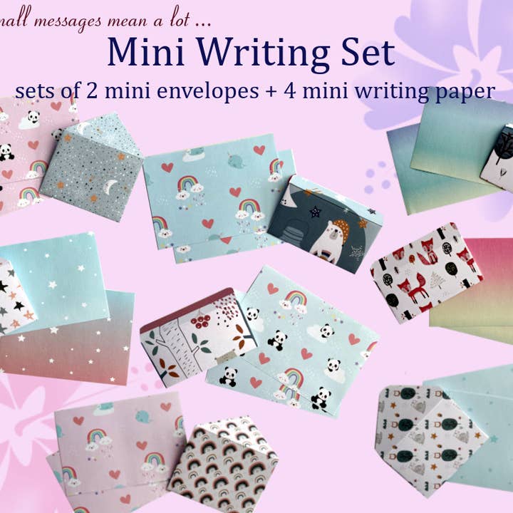 Mini Writing Set (mini Envelope + colored Paper) for wholesale by Small Surprises