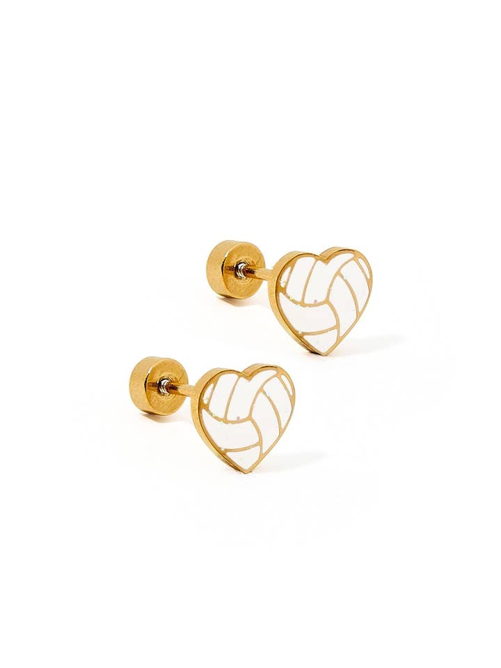 Screwback Stud Earrings - Volleyball for wholesale by LINNY CO
