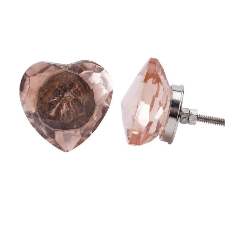 Glass Heart Drawer Pull - Pink for wholesale by CGB Giftware