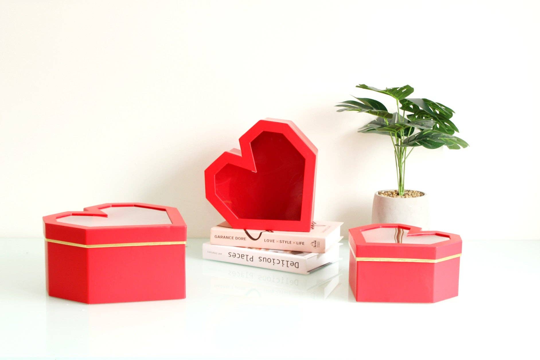 Elegant Design Supply - Wholesale Decorative Box - Diamond Heart Shape Flower Box with Clear Lid16