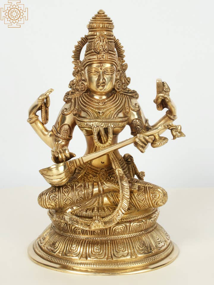 10" Superfine Saraswati Playing Veena | Blechbläser für den Großhandel von Exotic India Art