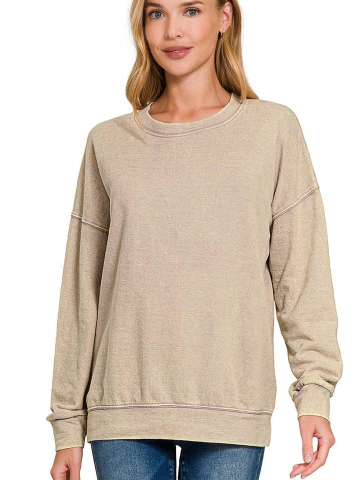 Washed Round-neck Pullover Sweatshirts for wholesale by Vanilla Monkey